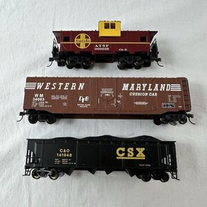 Set Of 3 Bachmann HO Scale Santa Fe Train Cars Untested CSX Cushion‎ Car ATSF